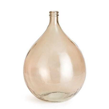 Large sandy color demijohn vase with white background