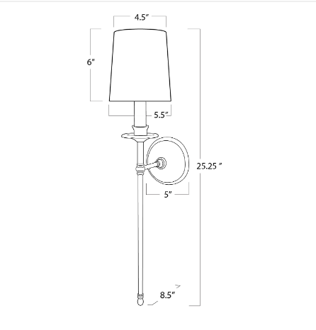 Fisher single sconce dimensions.