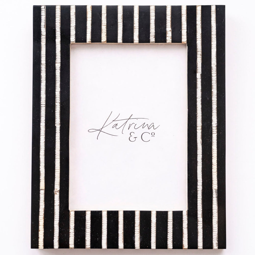 Black and white resin and horn photo frame 5x7 
