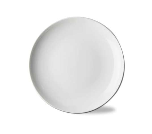 Oversized white dinner plate with white background