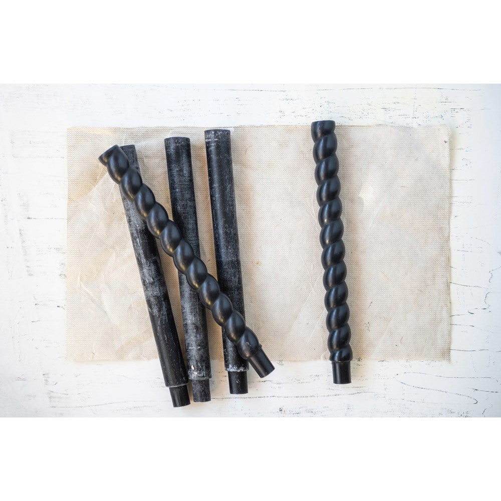 black twisted taper candles